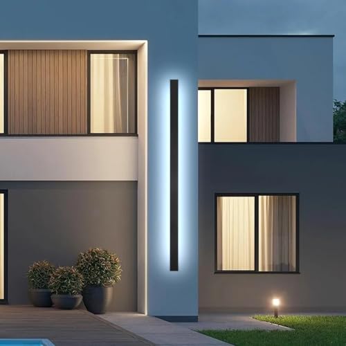 Image of AioTio Porch Wall Lights,70.8inch Dimmable Long Strip Modern Exterior Light Fixtures Wall Mount,Black Linear Outdoor Wall Light Fixture IP65 Waterproof,Outside Lighting for House,Corridor