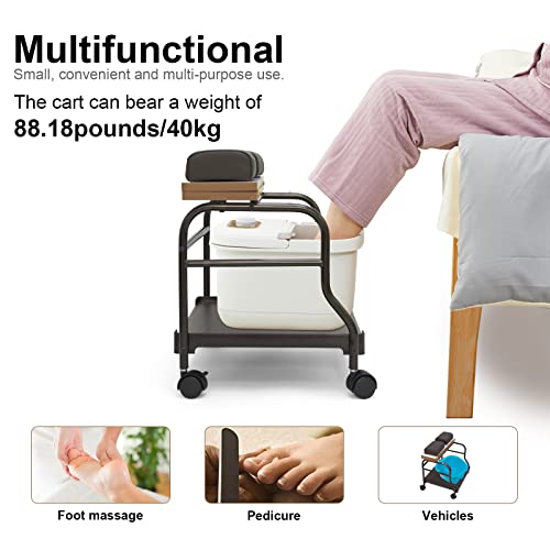 Elitzia Beauty Salon Nail Or Foot Bath Spa Portable Esthetician Trolley Cart for Foot Rest Pedicure Manicure Funiture Massage Table Salon Supplies Option (Dark Brown)
