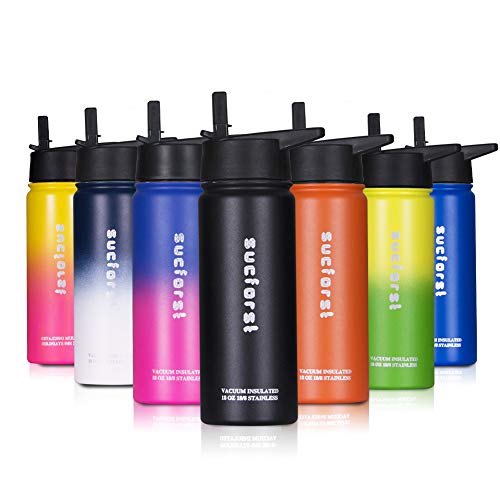 SUCFORST Stainless Steel Water Bottle, Wide Mouth Vacuum Insulated Thermos, Double Wall Leak
