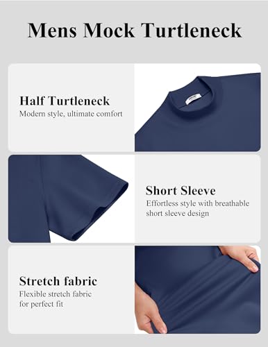 COOFANDY Mens Mock Turtle Neck Sweater Thick Turtle Necks Tops Classic Mock Neck Sweaters Basic Tee Navy Blue — view 5