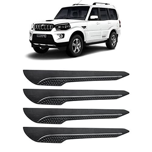 Image of AOSIS-Car Bumper Protector /Bumper Guard for Mahindra New Scorpio with Single Chrome Stripe (4-Pcs)