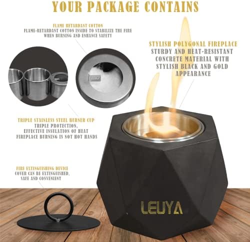 LEUYA Table Top Fire Pit Bowl- Bio Ethanol Table Top Fire plce Smokeless Mini Fire Bowl Heater, Portable Personal Fireplace for Outdoor & Indoor Use