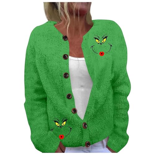 Weihnachts Strickjacke Damen Grinch, Weihnachtsstrickjacke Damen...