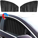 Ovege Car Side Window Sun Shade Car Curtain Pleated Silky Suction Magnetic (Black-Opaque, Front Seat 2pcs) - Image 2