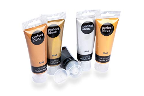 perfect ideaz • 5 x 75 ml Acryl-Farbe Metallic, 5 Farben, hochdeckend, auf Wasserbasis – Bild 7