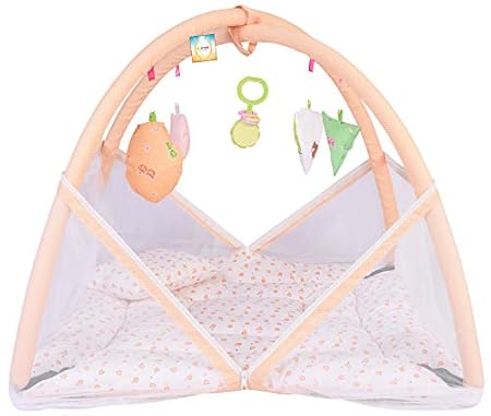 Bantoo New Born Baby Boys & Baby Girls Bedding Set Mattress with Mosquito Net for 0-6 Months Infants (Orange)