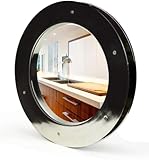 Zomayra Handicrafts Ventana náutica de ojo de buey de aluminio de alta calidad con brida profunda con un vidrio transparente, ventana de ojo de buey para decoración del hogar y cocina (níquel