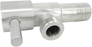 304ステンレス鋼アングルストップTバルブG1 / 2 20mm冷水ダイバータバルブバスルームシャワートイレ固定ブラケットアクセサリー(Silver)