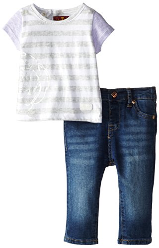 7 for all mankind Baby-Girls Newborn Color Block T-Shirt and Skinny Jeans