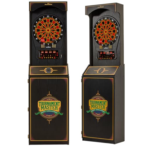 Arachnid Cricket Pro 650 Standing Electronic Dartboard with 24 Games, 132 Variations, and 6 Soft-Tip Darts Included, Brown,E650FS-BK3