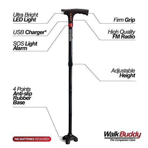 Reviews for Walk Buddy Adjustable Walking Stick 4 Prong AntiSlip Quad