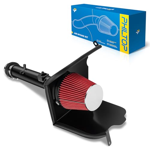 PHILTOP Air intake kit, Cold Air Intake Black Tube + Heat Shield for 2005-2011 Tacoma 4.0L Polished Aluminum Cold Air Intake System