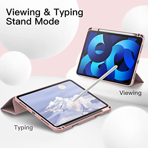 Image of JETech Cover Case for iPad Air 11-Inch M4 /M3 /M2 (2026 /2025 /2024), iPad Air 5 /4 (2022 /2020 5th /4th Generation 10.9-Inch) with Pencil Holder, Slim Tablet Cover with Soft TPU Back (Rose Gold)