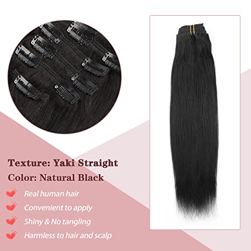 Sixstarhair 20Inch Italian Yaki Straight Clip In Hair Extensions 120G Per Pack Long And Thick Premium Textured Hair Extensions For Black Women Remy Virgin Human Hair Clip Ins #TOP2