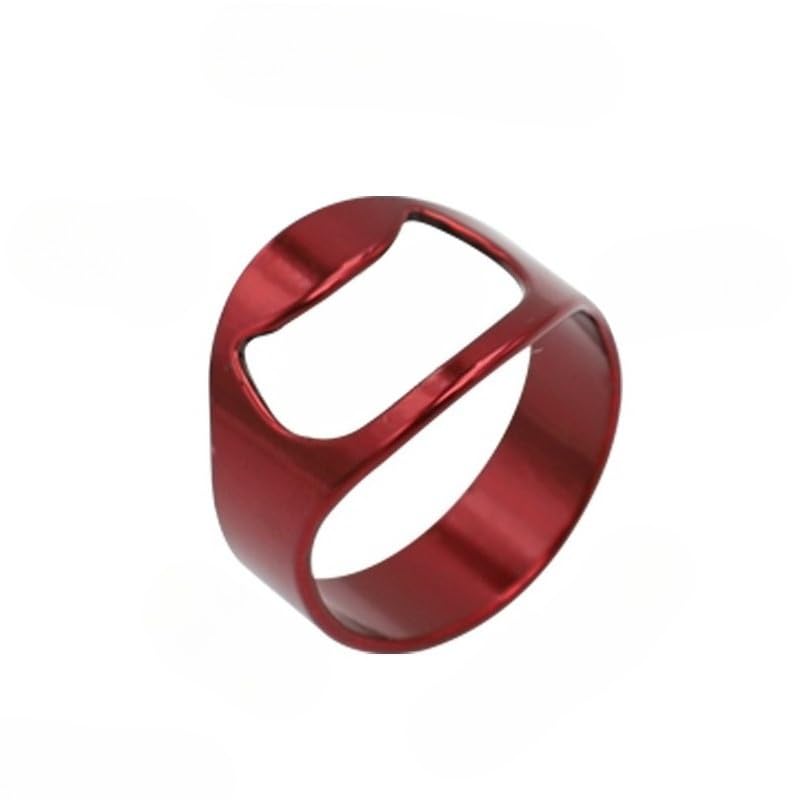 Stainless Steel Ring Bottle Opener, Creative Portable Beverage Cap Opening Tool - Durable and Easy To Operate (Red)