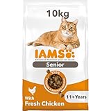 IAMS Senior 11+ Dry Cat Food Chicken 10kg - Supports Healthy Ageing