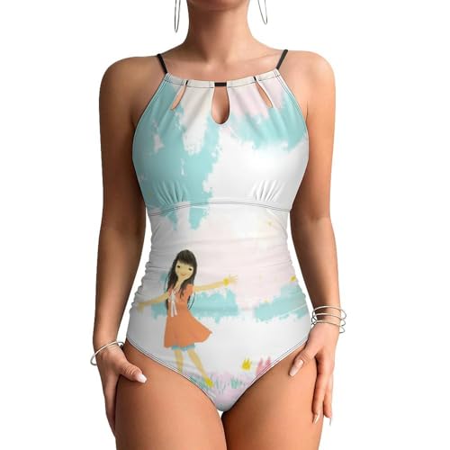 Swimsuit monokini contrôle ventre à motif BD pour silhouette affinée