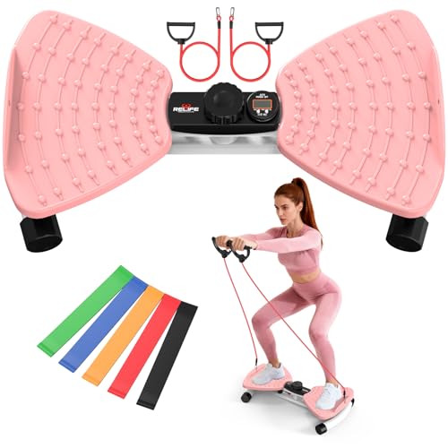 Relife Waist Twister Machine,Ab Twist Board With Digital Monitor, 20db Quiet, 300lb Capacity Anti-Slip Base For Home Gym, Belly Fat Workout For Women & Men (pink)
