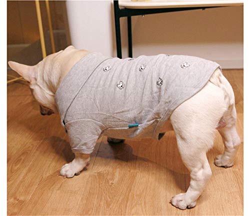 French Bulldog Embroidery Cotton Dog Shirts Pet Puppy T-Shirt Clothes Outfit Apparel Coats Tops… (Grey, X-Large) #TOP7
