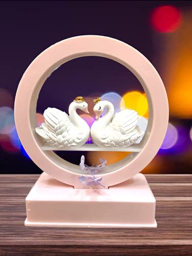 Image of AUGEN Plastic Led Light Couple Swans Idol Statue Showpiece for Home Decor Decoration and Gifting (1 Piece, 9939A)