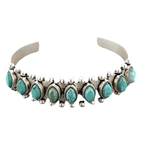 Turquoise Bangle Bracelet Boho Turquoise Bracelet For Women Stabilized Turquoise Bracelet Handmade Adjustable Cuff Bracelet Western Jewelry For Women Dainty Bracelet Jewelry Gifts For Girls(Green) #TOP29