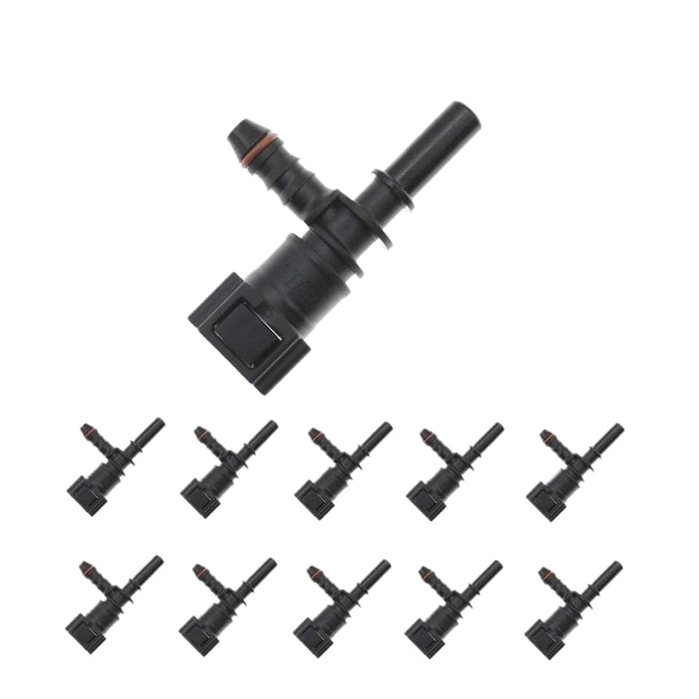Kbhwatqqb 10Pcs Bundy Tee Hose Coupler Compatible With Auto Motorcycle Fuel Lines 1/2/5/10 7.89 Id6 Nylon Quick Release Connector(10Pcs)