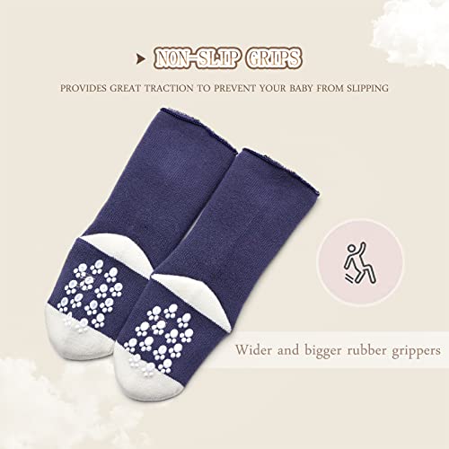 Toddler Warm Socks With Grips For Boys Non Slip Winter Socks Baby Thick Crew Christmas Socks 6 Pack 2-4 Years4
