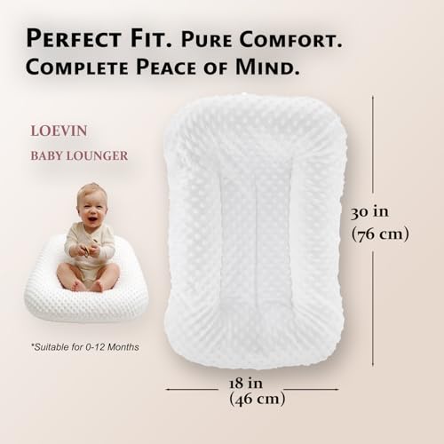 Image of Baby Lounger for Newborn,Baby Nest for Newborn Soft Cotton Breathable for Playtime & Relaxation,Flat Babies Essentials Gifts Newborn Lounger for Boys & Girls 0-12 Months(White Bean)