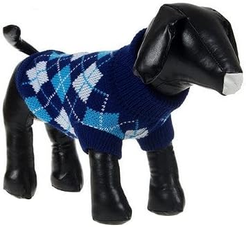 Pet Life Argyle Patterned Ribbed Fashion Knitted Fall and Winter Pet Dog Sweater with Turtle Neck