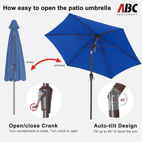 Image of ABCCANOPY 7.5FT Patio Umbrella Outdoor 6 RibsTable Umbrella(Blue) | Fade & UV Resistant Fabric,6 Fiberglass Ribs,Smooth Crank System,Wind Resistance,Great for Patio,Backyard,Garden,Deck