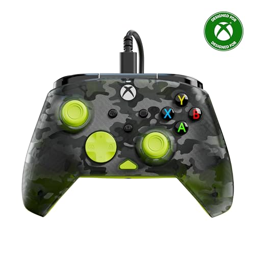 Turtle Beach Rematch Core Wired Gaming Controller – Licensed for Xbox Series X|S, Xbox One & Windows PCs – Audio Controls, Rumble Motors & Impulse Triggers, Companion App – Ghost Black Camo/Yellow