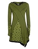 ZIPFLIGES DAMEN PATCHWORK ELFENKLEID - ZIPFEL KAPUZENKLEID - Mit einer Länge um die 90 cm ist das langärmlige Damenkleid so lang wie ein Minikleid, eine Zipfel Tunika, ein extra langes Zipfel Shirt oder Longshirt. Das schicke Jerseykleid geht bis über den Po und endet über dem Knie. Aus weichem, dehnbarem Baumwolljersey fällt es locker und schmeichelt der Figur