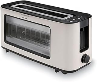 Team-Kalorik Grille-pain à 1 Fente avec Fenêtre de Visualisation, Technologie de Chauffage Infrarouge, Support Réchauffe Viennoiseries Inclus, Tiroir Ramasse-miettes Intégré, 1100 W, Gris, TKG TO 1012 KTO