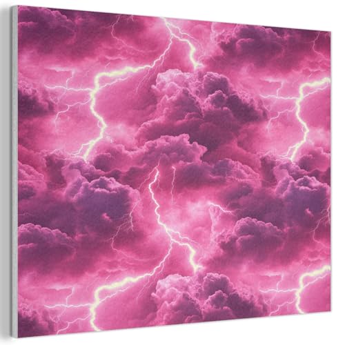 MuchoWow© Panneau Mural 70x50 cm decoratif Acoustique Traitement pour Home Tableau Mur Feutre Panneaux Acoustiques Muraux Insonorisation Rose - Orage - Nuages