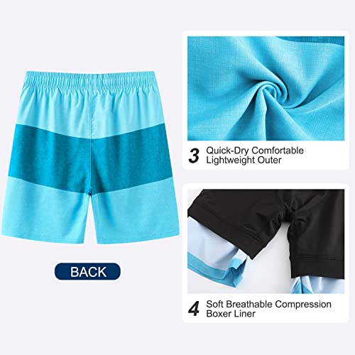 Image of HODOSPORTS Mens 7 inch Swim Trunks with Compression Liner S-6XL Quick Dry Swimming Shorts Zipper Pockets Swimsuits