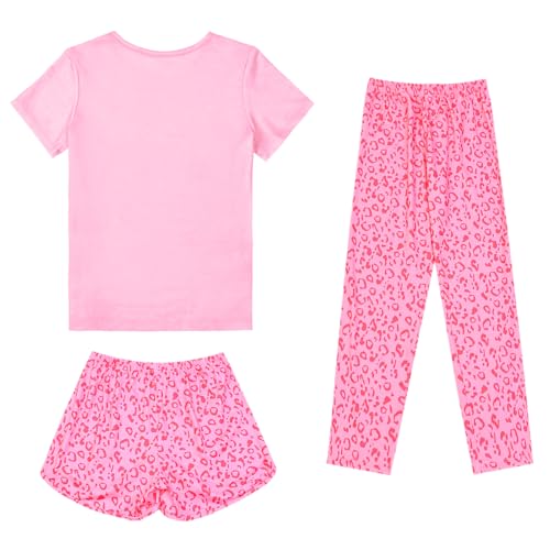Image of Mirawise Girls 3 Pc Pajamas Sleepwear Cotton Pjs Clothes Set 4-13 Years