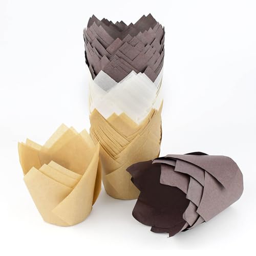 Tkypzy 120 Stück Tulpenförmchen Backbecher Set