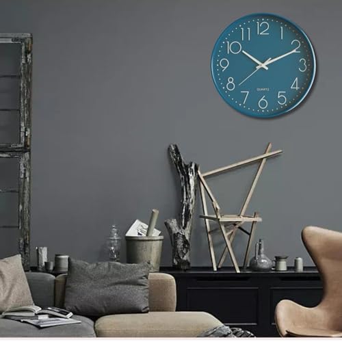 掛け時計 北欧風 29cm 壁掛け時計 静音 数字 おしゃれ リビング 寝室 オフィス モダン インテリア 時計 (ダークブルー) [3]