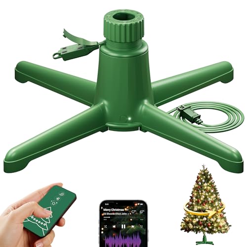 DG-Direct Musical 360° Rotating Christmas Tree Stand, Anti-tilt Noiseless, Up to 9ft 120 lb Artificial Fits 1.25–2' Tree Poles, Spinning Tree Stand with Remote, Built-in 3 Light Output Ports 800W