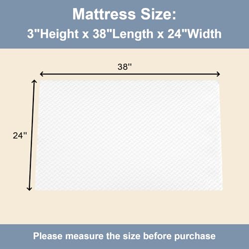 Moonlightfamily 3 inch 38\" Lx24 W Mini Mattresses, Pure White Water-Resisitant Breathable Detachable Washable Soft Cover & High Density Firm Support Foam, Indoor & Outdoor Use - Thumbnail 2