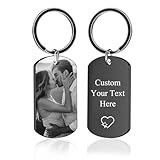 RSQGT Personalized Custom Keychain with Picture - Double Sided Engraving Photo Text Customized Key Chains for Men Boyfriend (Engrave Keychain)