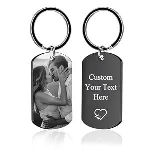 Custom Keychain with Picture, Personalized Photo Key Chain Gifts for Men