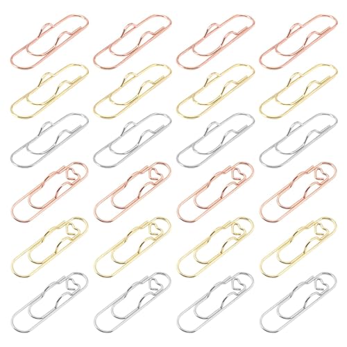 Jaeskeclip 24pcs Pen Holder for Notebook,Pen Clip for Notebook,Pen Clip Gold/Silver/Rose Indoor Outdoor Carbon Steel Gold Metal Pen Clips Paper Clip Holders for Notebooks and Paper