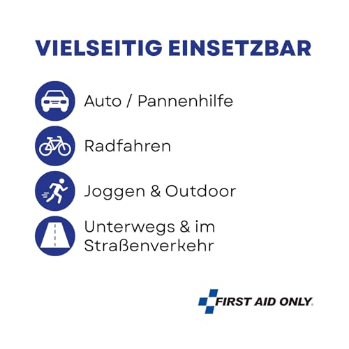 First Aid Only Warnweste Gelb | Sicherheitsweste für Auto & Fahrrad nach EN ISO 20471:2013 | Reflektierende Weste für Erwachsene, Einheitsgröße, geprüft und Zertifiziert, waschbar | P-91911 00