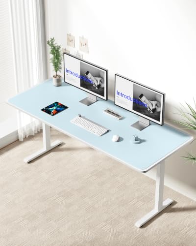 Image of YSAGi Leather Desk Pad Protector, Office Desk Mat, Large Mouse Pad, Non-Slip PU Leather Desk Blotter, Laptop Desk Pad, Waterproof Desk Writing Pad for Office and Home (Baby Blue,55 inch x 24 inch)