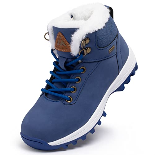 Niños Botas de Nieve niñas Zapatos Invierno Botines Cómodos Calzado Piel Forradas Calientes Casual Boots Azul …