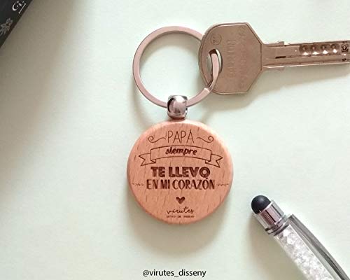 Llavero día padre // Llavero madera papá // Portallaves