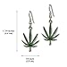 Marijuana Weed Pot Leaf Dangle Earrings Green Enamel on Pewter