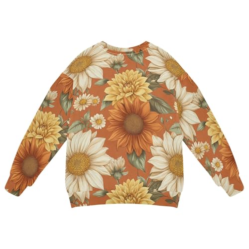 JUNZAN Spring Flowers Sunflower Dahlia Terracotta Little Kids Pullover Hoodie Crewneck Boys Sweat Shirt Sports 4T2