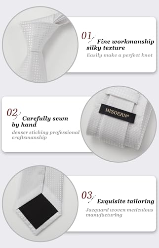 Image of HISDERN Mens Ties Plaid Tie and Pocket Square Set Classic Woven Formal Checkered Neckties & Handkerchief Wedding Party